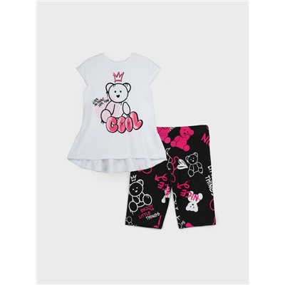 Комплект трикотажный для девочек: брюки (легинсы укороченные), фуфайка (футболка)