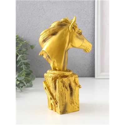 Фигурка «Бюст. Золотой конь с фонарём», полистоун, 11×6.5×19 см