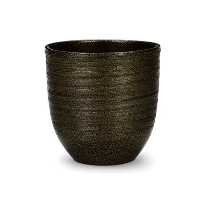 УЦЕНКА Горшок цветочный с поддоном 5л, темное золото керамика, "Золото" (М)