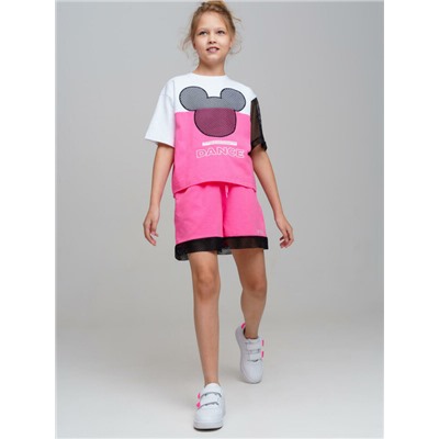 Комплект трикотажный для девочек: фуфайка (футболка), шорты