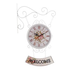 Часы настенные двусторонние, на подвесе WELCOME, d=23 см, 47×31 см, 2хАА, белые