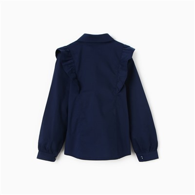 Блузка для девочек, цвет темно-синий, рост 122 см