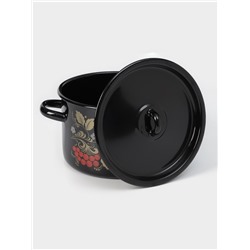 Кастрюля эмалированная «Рябина», 2.9 л, d=20 см, цилиндрическая, и, рисунок, МИКС