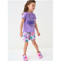 Комплект трикотажный для девочек: фуфайка (футболка), шорты