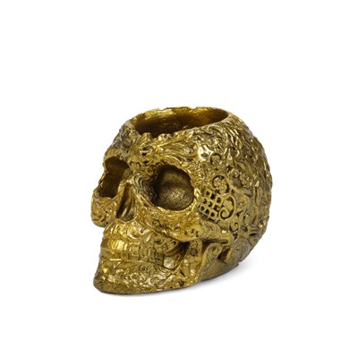 Декоративное кашпо для цветов «Череп цветочный», 80 мл, 7×11×7 см, гипс, золотистое