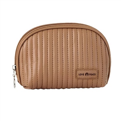 Kristaller Косметичка женская Love peace oval стёганая, тёмно-бежевый 25014