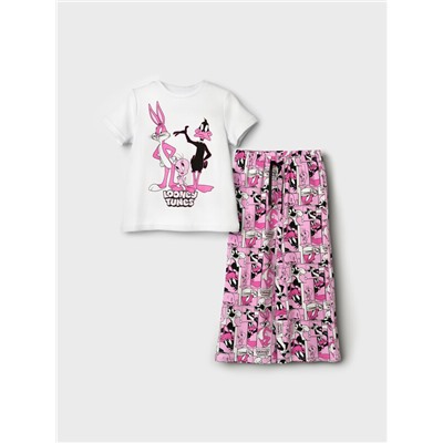 Комплект трикотажный для девочек: фуфайка (футболка), брюки