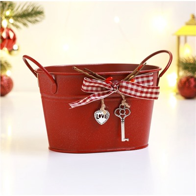 Кашпо «Ведерко Рустад», 14×11×9 см, красное