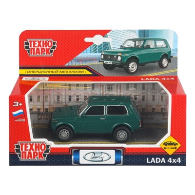 Машина металл LADA 4x4 длина 10 см, инерц, зеленый