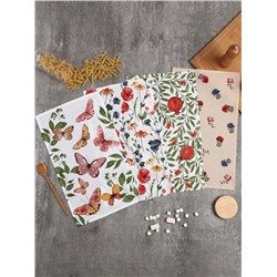 Набор полотенец Доляна «Луговые цветы» 28×46 см - 4 шт., 100% хлопок, вафля 160 г/м²