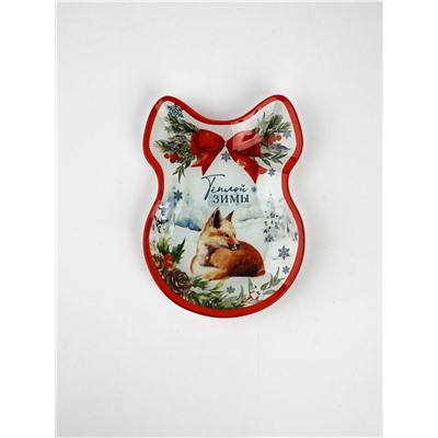 Тарелка новогодняя плоская «Теплой зимы», 13.5×18 см