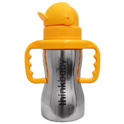 Think, Thinkbaby, Thinkster of Steel, стальная бутылочка, оранжевая, бутылочка с 1 соломинкой, 290 мл (10 унций)