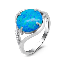 Кольцо из серебра опал синий, МОВ0318