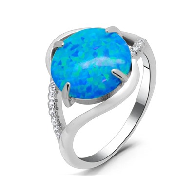 Кольцо из серебра опал синий, МОВ0318