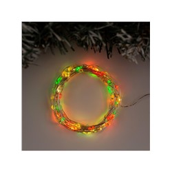 Гирлянда «Нить» 5 м роса, IP20, серебристая нить, 100 LED, 2 режима, батарейки AAх3 (нет в комплекте), свечение мульти (RGB)