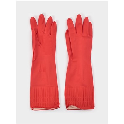 Перчатки хозяйственные Доляна, размер S, длинные манжеты, латексные, красные
