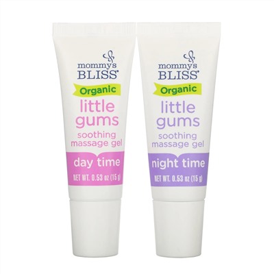 Mommy's Bliss, Organic Little Gums, Soothing Massage Gel, Day/Night Pack , 2 Tubes , 0.53 oz (15 g) Each