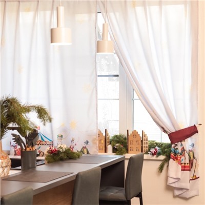 Комплект штор для кухни с подхватами «Этель. Щелкунчик», 2 шт., белые, 145×180 см