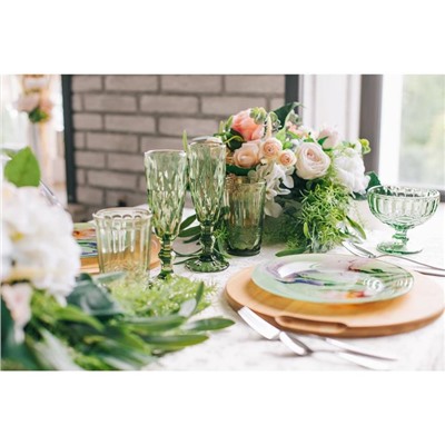 Креманка стеклянная Magistro «Ла-Манш», 350 мл, 12×10.5 см, цвет зелёный