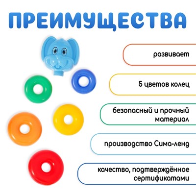 Пирамидка детская «Зайка», 5 колец