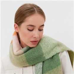 Шарф зимний объемный с кистями MINAKU, принт клетка, размер 210×38+18 см