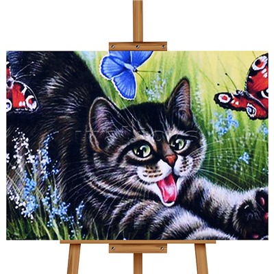 Мозаика алмазная "Игривый котик" 20*30см.