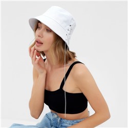 Панама женская MINAKU с цепочкой, белая, размер 56-58