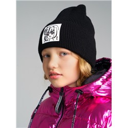 Шапка вязаная с отворотом для девочки