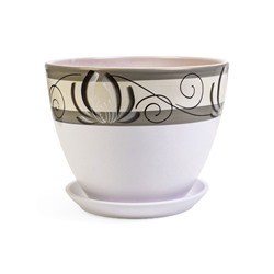 Горшок для цветов «Лотос», 8 л, d=30 см, h=23 см, с поддоном, керамика, белый