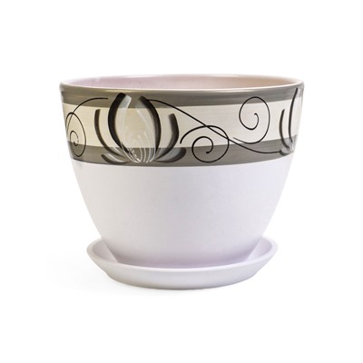 Горшок для цветов «Лотос», 8 л, d=30 см, h=23 см, с поддоном, керамика, белый