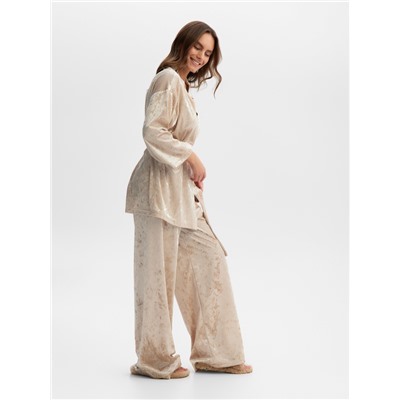 Костюм домашний женский (жакет, брюки) KAFTAN Velvet, размер 52-54, бежевый