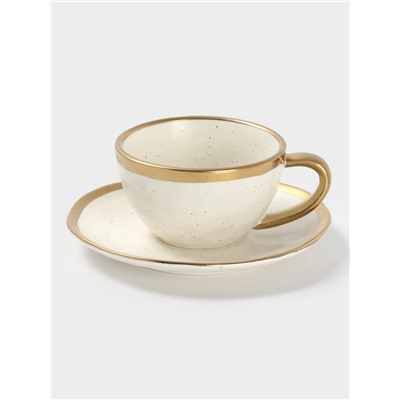 Чайная пара Magistro Poursephona, чашка 250 мл, блюдце d=16 см, фарфор, белая