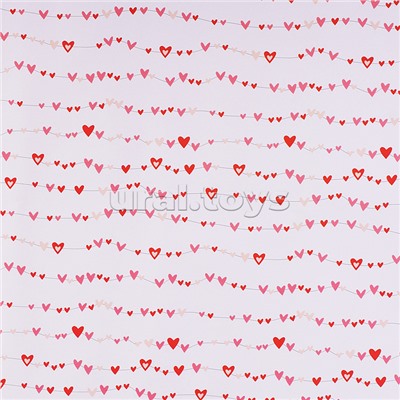 Упаковочная бумага "Сердечки" рулон в термоусадочной пленке. Размер 70х100см.