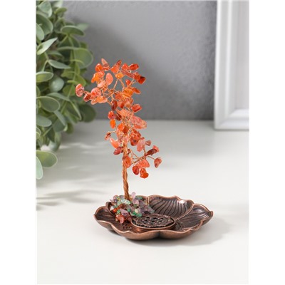 Подставка под благовония «Дерево на цветке», рыжий, 72 камня, 9×9×13.5 см