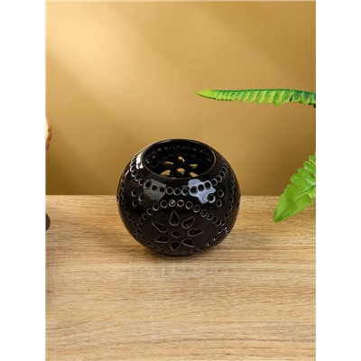 Подсвечник «Шар», 9×9×8 см, керамика, тёмно-коричневый