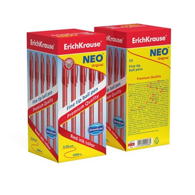Ручка шариковая 0.7 мм Neo®  46517 красная тонированная технология суперскольжения ErichKrause