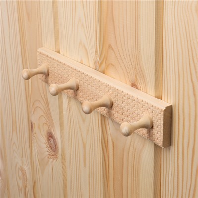 Вешалка для бани и сауны «Плетёнка», 35×2.5×6.5 см, деревянная, 4 крючка, «Добропаровъ»