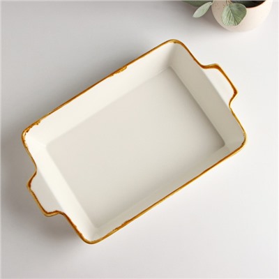 Форма для запекания Доляна Organic Gold, 2 л, 33×20.5×5.5 см, фарфор, белая