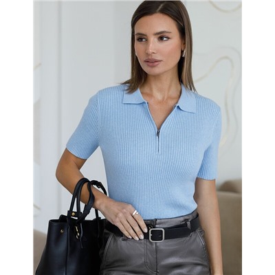 Джемпер-поло с застежкой на молнии из хлопка с кашемиром