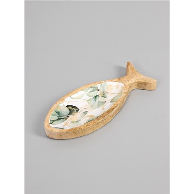 УЦЕНКА Блюдо в форме рыбки «Листья» дерево манго 25.5×10×2 см