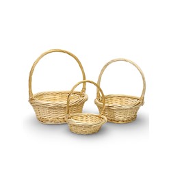 Корзина плетёная для хранения, лоза, светлая, набор 3 шт.