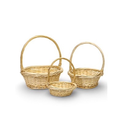 Корзина плетёная для хранения, лоза, светлая, набор 3 шт.