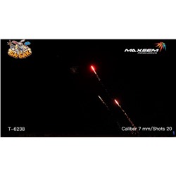 Римские свечи T-6238 Красные звезды / RED STARS WITH REPORT (0,3" х 20)