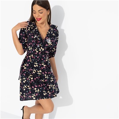 Платье из 100% вискозы, Желаю проказничать (dark, с поясом)