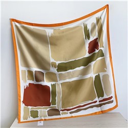 Платок шелковый на голову и шею весенний, мультицвет