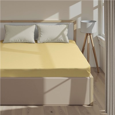 Простыня на резинке 1.5-спальная «Этель», 140×200+25 см, жёлтая, поплин