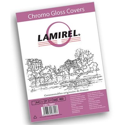Обложка для переплета А4 100 шт. 230 г/м2 красная картонная глянцевая "Chromolux" LA-78691 Lamirel