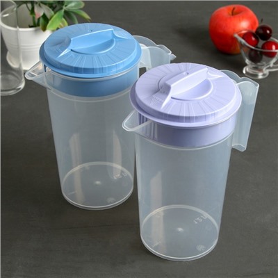 Кувшин для воды с крышкой, 1.2 л, пластик, МИКС