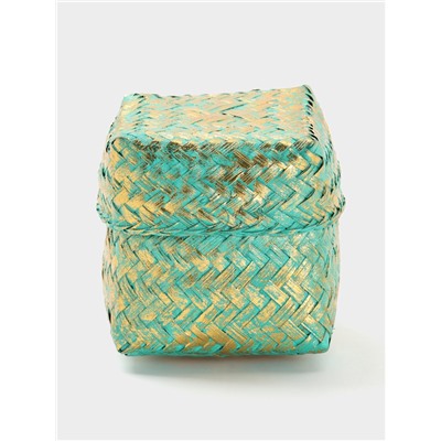 Корзинка плетёная «Голден мини», 12×12×10 см, голубая