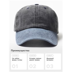 Кепка мужская MINAKU, размер 56-58, серая, синяя